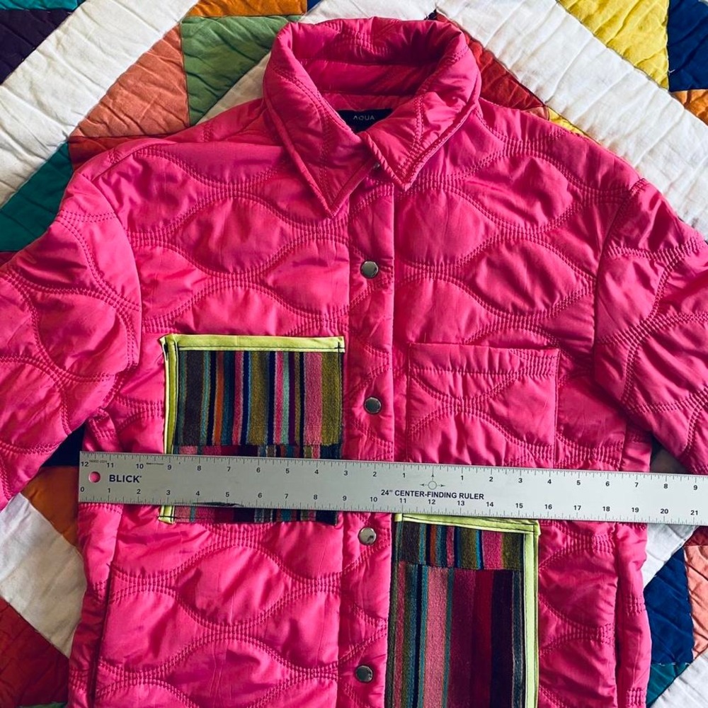 Upcycled Pink Quilted Jacket with Serape Print Patchwork - Picture 4 of 7